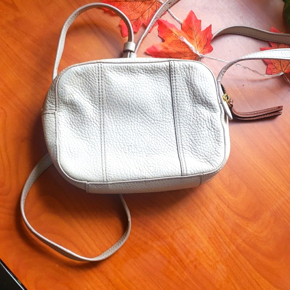 SALE!! Fossil Camera Gemma Genuine Leather Crossbody Silver Bag